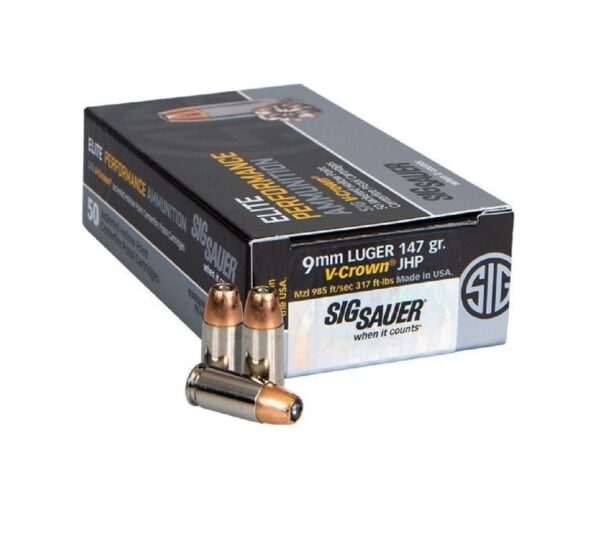 Sig Sauer V-Crown 9mm 147 Grain JHP 50Rd Box